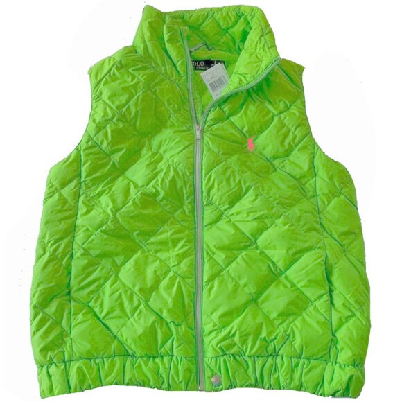 NEW Polo Ralph Lauren Down Puffer Vest!  Bright Green  Pink Player Lightweight - Picture 1 of 3